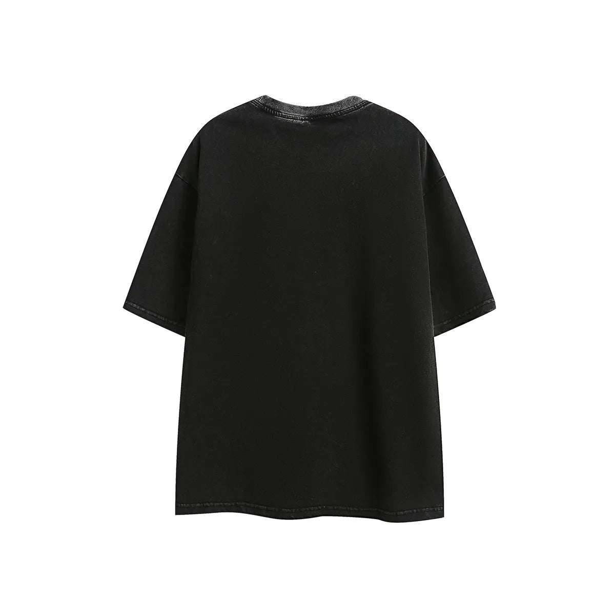 Retro style short-sleeved cotton T-shirt with embroidered details in loose fit