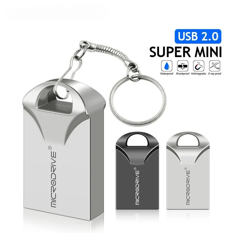 Compact black and silver aluminium USB flash drive shown next to a ruler indicating its small 23mm length.