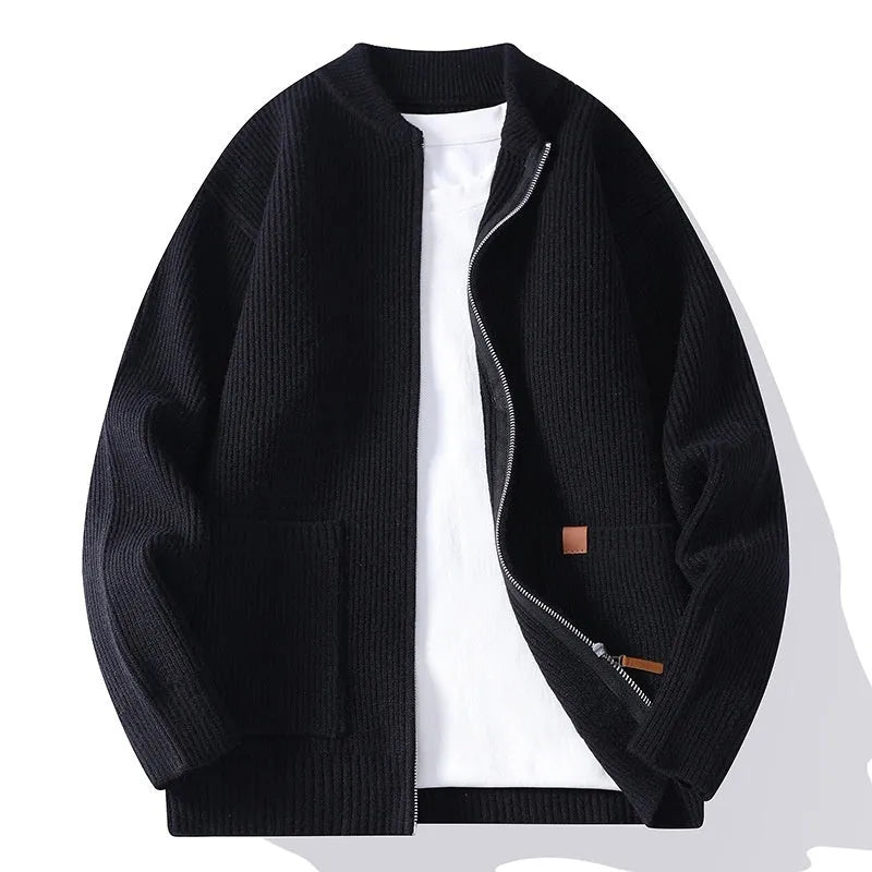 Men's striped sweater cardigan jacket in chemical fibre blend fabric available in multiple colours and sizes