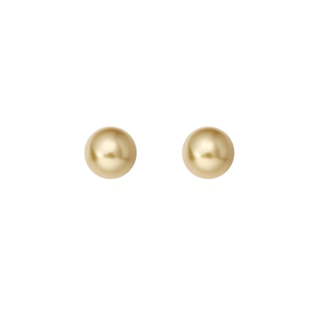 Large geometric pearl stud earrings with an Awn star setting in silver, shown in different size options.