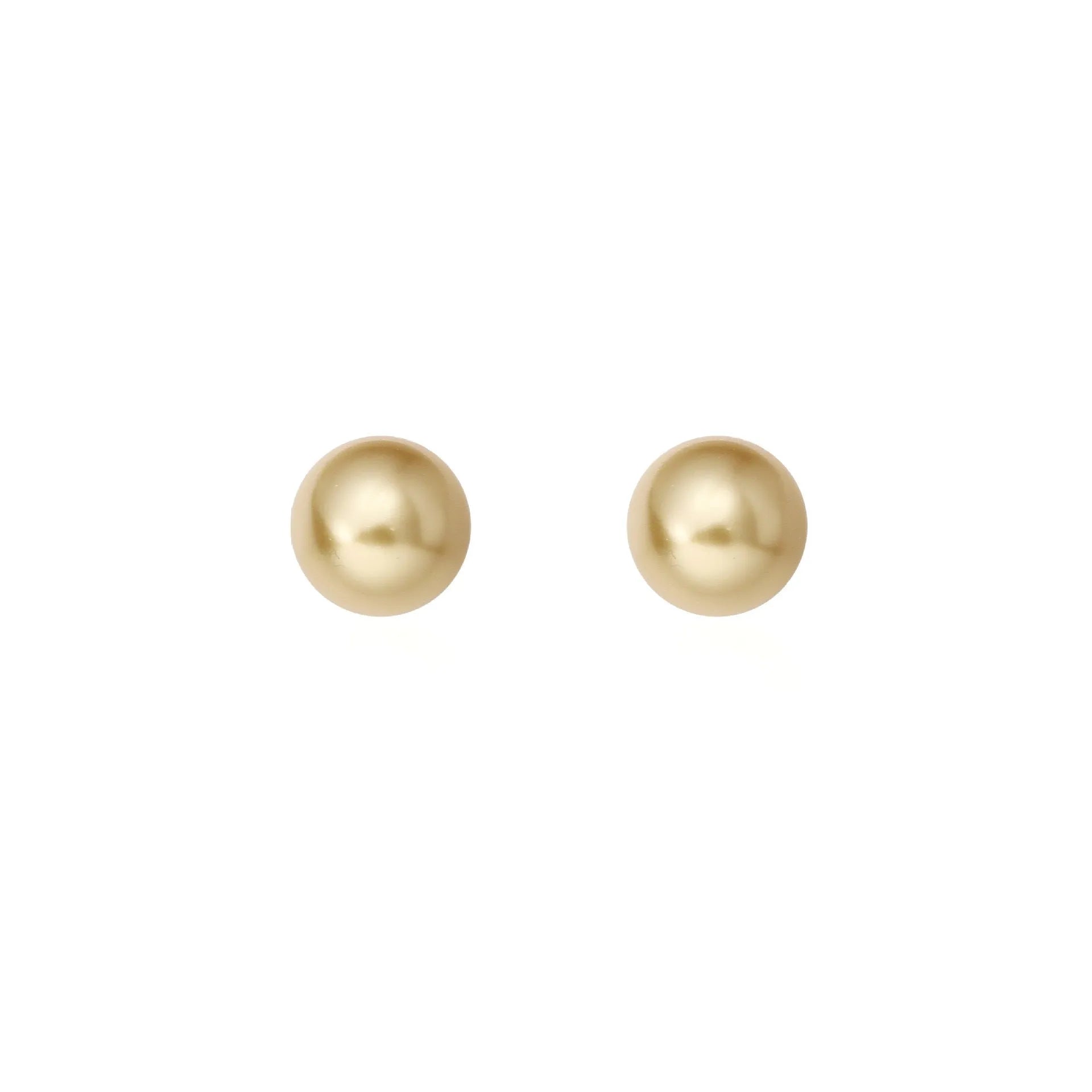 Large geometric pearl stud earrings with an Awn star setting in silver, shown in different size options.