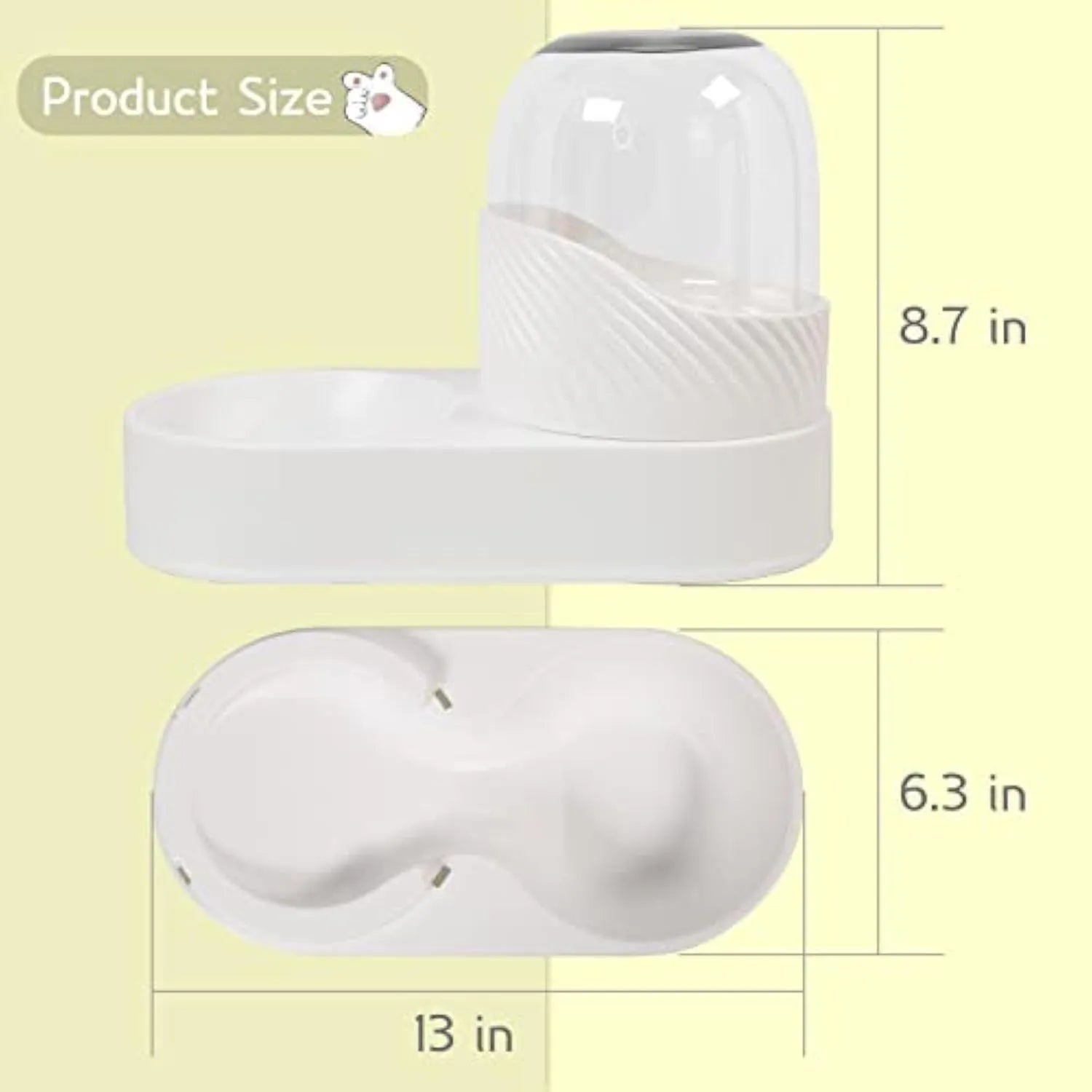White automatic cat feeder and water dispenser set with wave-patterned shell.