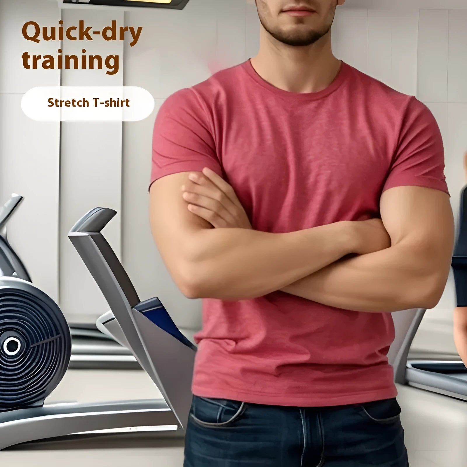 Men's casual stretch short sleeve T-shirt in four colours with quick-drying fabric