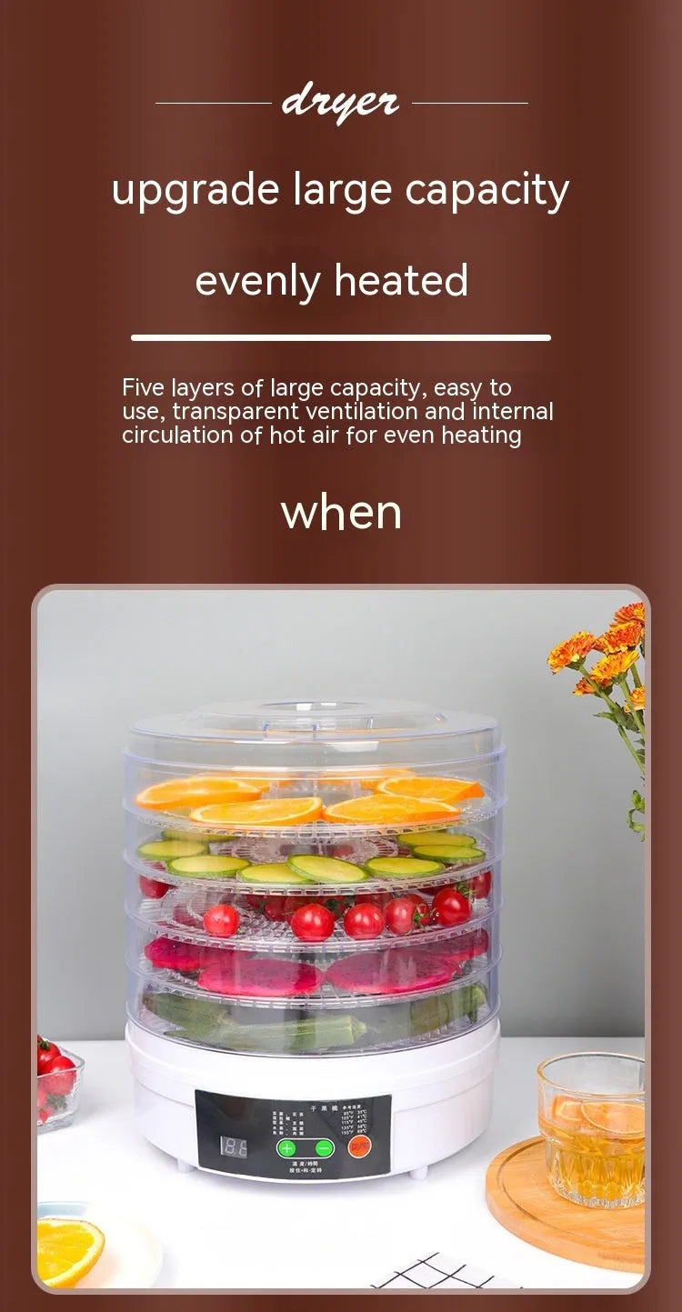 Five-layer household food dehydrator with UK plug for drying fruits and vegetables