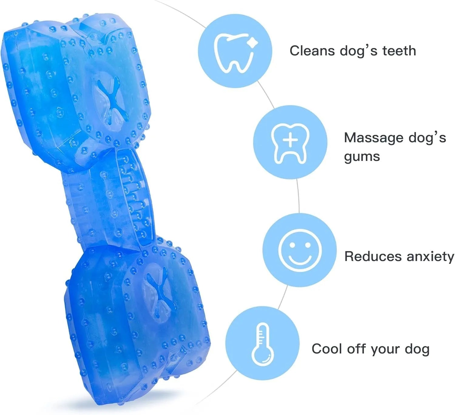 Freezable bone and circle shaped dog teething chew toy for cooling and dental care