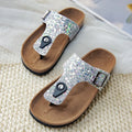 Gold pink silver cork flip-flops with waterproof artificial leather uppers and non-slip PVC soles
