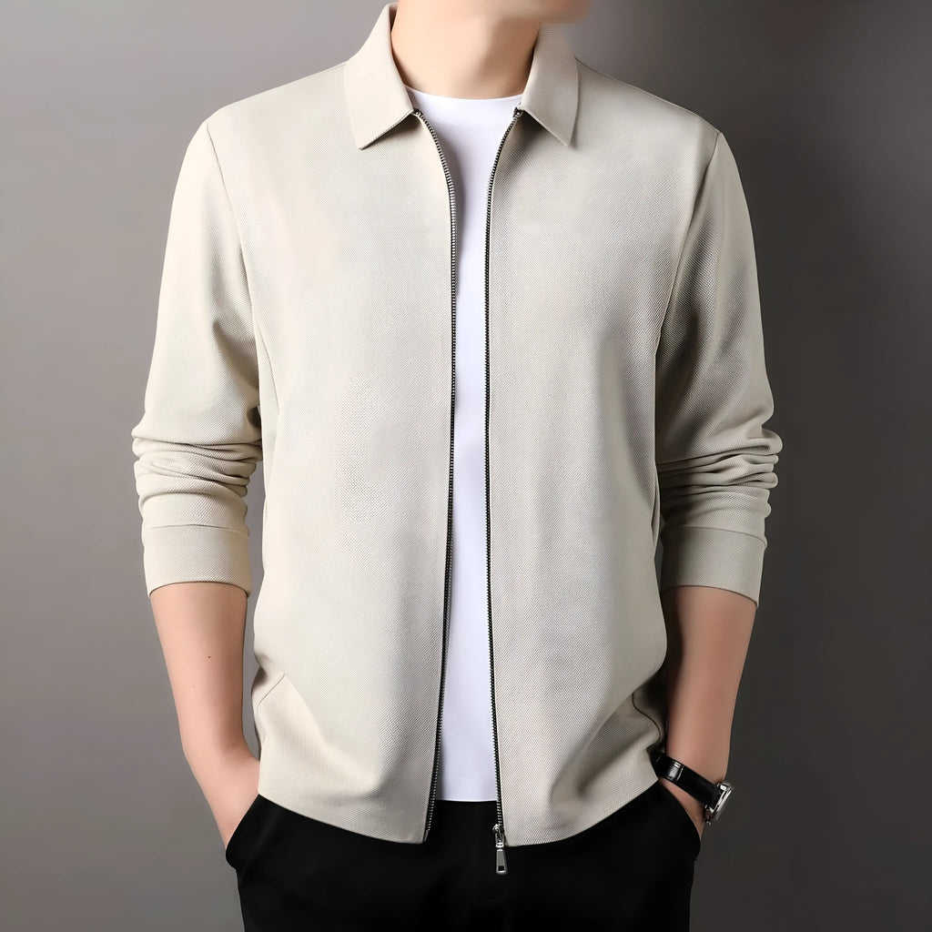 Men's apricot coloured business casual jacket with long sleeves and a straight hem.