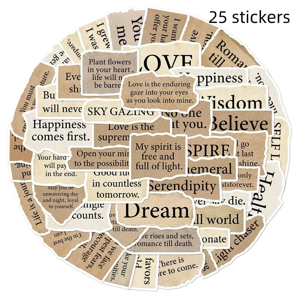 Tear English decorative stickers for laptops in PVC material measuring 4-7cm