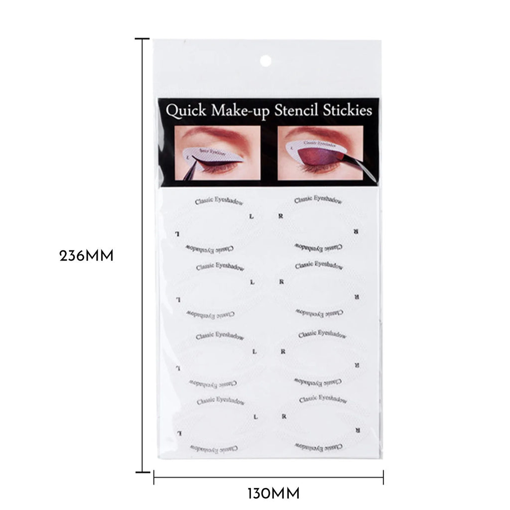 Four reusable flexible eyeliner stencil templates for makeup application on wooden surface