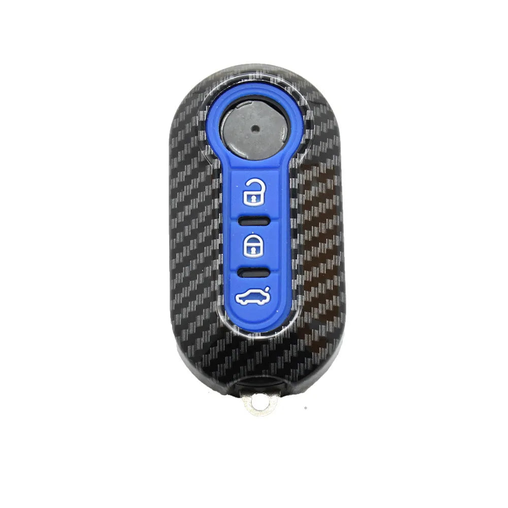 Fiat 500 remote key replacement shell with carbon fibre pattern in ABS plastic