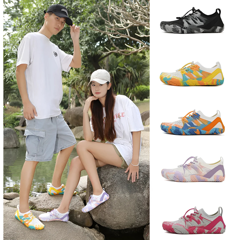 Quick-drying outdoor beach shoes with mesh upper and rubber sole in various colours