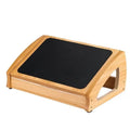 Wooden adjustable bamboo office desk footstool in natural wood colour with modern design