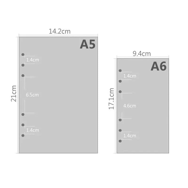 A5 6-hole loose-leaf refill with blank dot matrix horizontal line and square grid layouts on Daolin paper