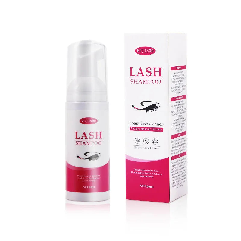 LASH SHAMPOO Mousse Eyelash Cleaning Solution 60ml bottle for false eyelash removal