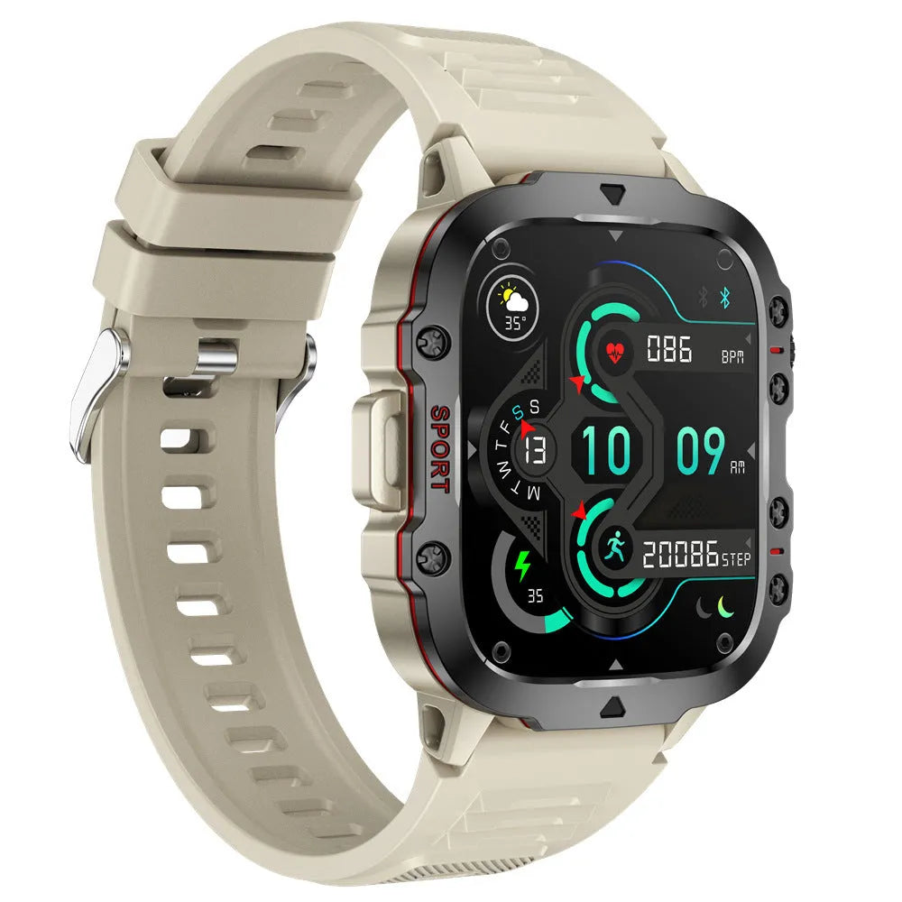 QX11 smartwatch with zinc alloy case showing TFT screen displaying heart rate and fitness data