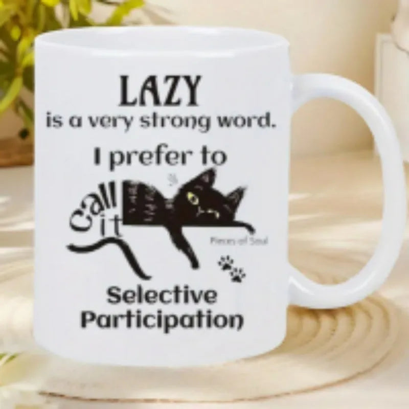 Creative 11oz ceramic mug with a thermally transferred picture-style design on its surface.