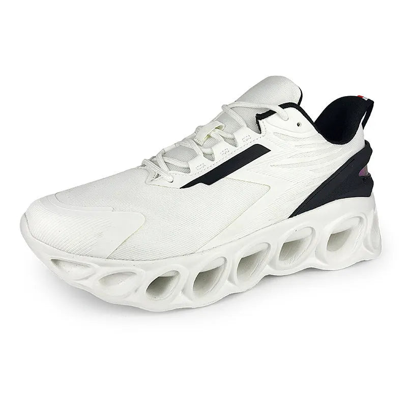 Men's low-top casual shoes in black with breathable mesh upper and lace-up front.