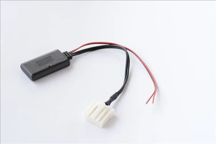 Black Bluetooth audio cable for Mazda cars with AUX connector and JieRui-BT 5908 chip.