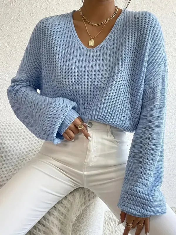 Women's casual long sleeve pullover top in solid colour with textured thread detailing