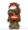 30cm Christmas doll with red sequins, plastic and cloth construction, standing on a white background