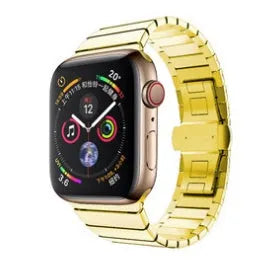 Silver stainless steel metal chain strap with butterfly buckle for Apple Watch