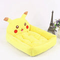 Cartoon-style plush pet sofa bed for small dogs and cats with a washable cover.