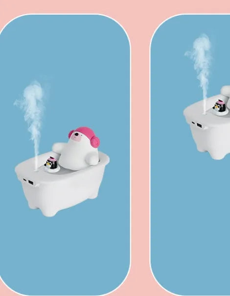 White polar bear shaped USB air humidifier with 550ml water tank on desk