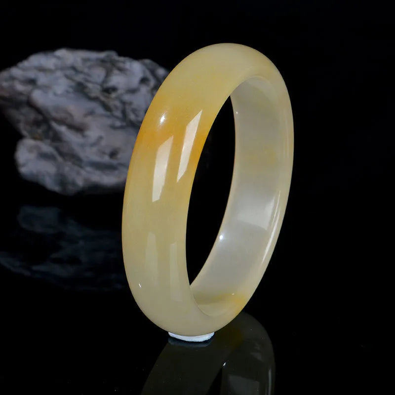 Natural gem light jade bracelet for women, polished Chinese style bangle, 58mm size