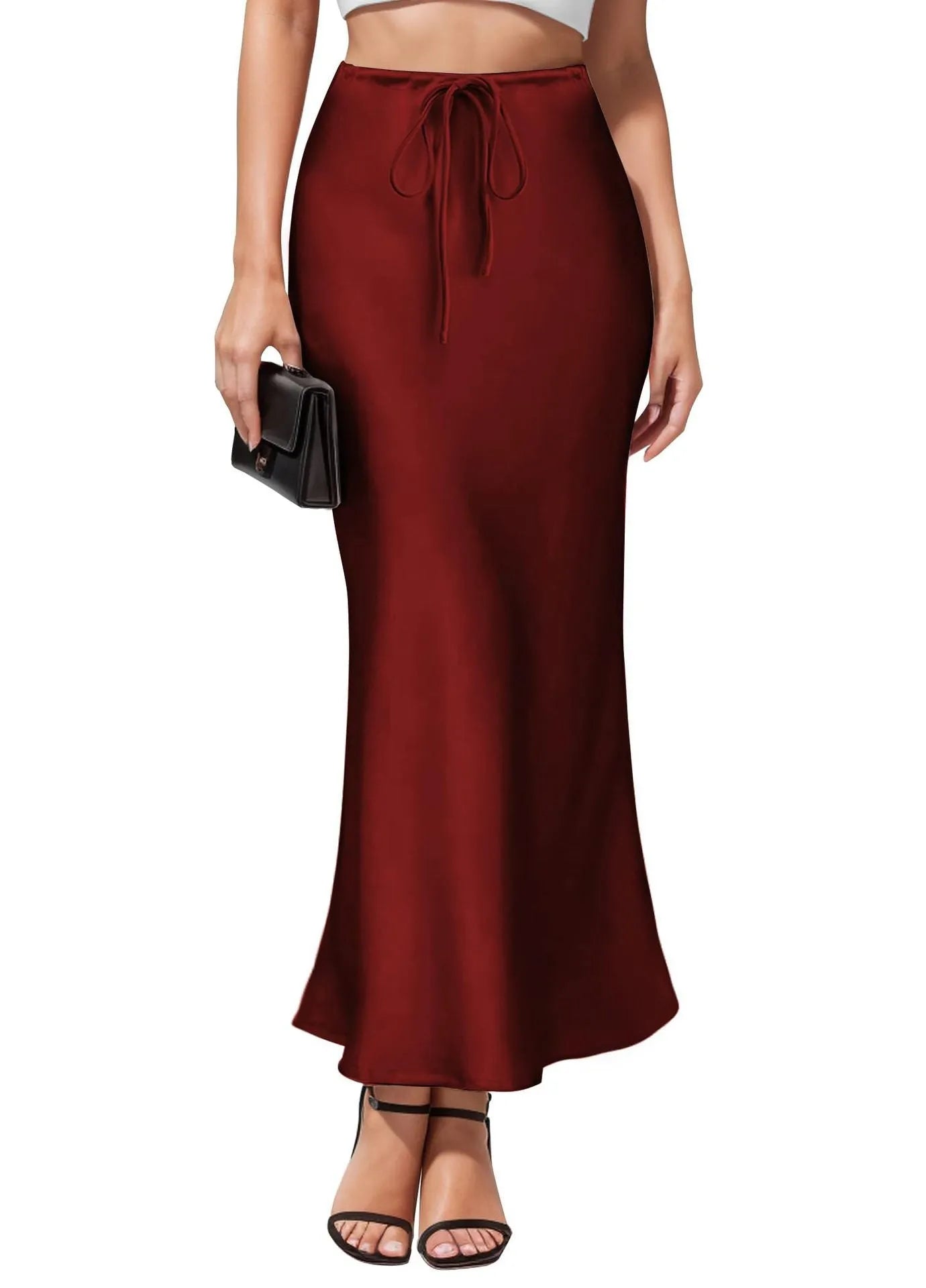 Women's Acetate Satin Asymmetric Skirt High Waist Irregular Solid Colour Skirt for Commute and Office Milky White Black Wine Red Navy Blue Maroon Dark Green S to XXL