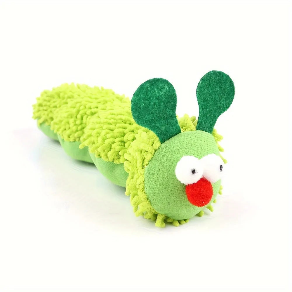 Green interactive plush cat toy pillow with rechargeable electronic mechanism