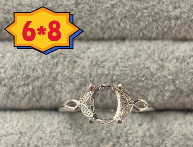 Korean style oval denier ring ornament with electroplated copper and 6*8mm stone