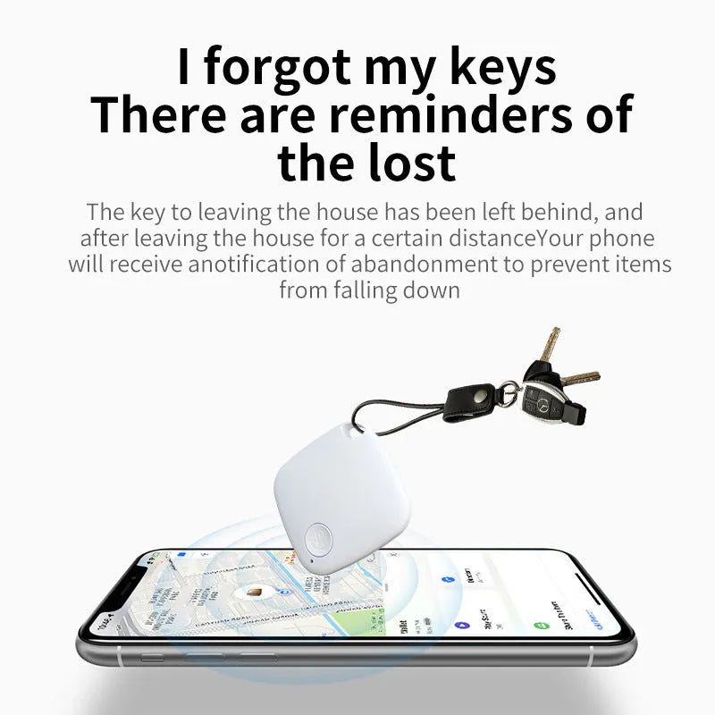 Compact black Bluetooth anti-lost tracker and alarm for keys and wallets.
