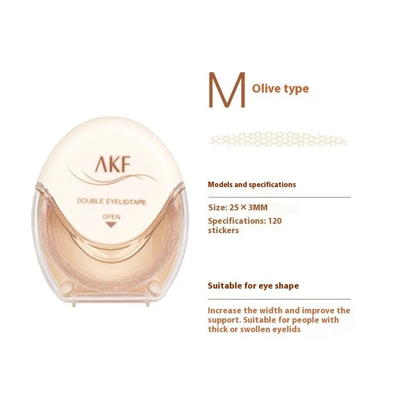 Roll of double eyelid stickers showing invisible lace design for natural eyelid definition