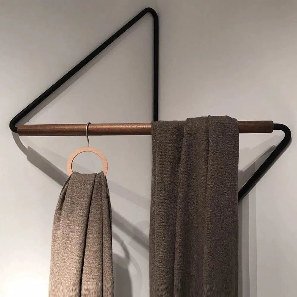Minimalist carbon steel corner clothes hanger wall mounted storage hook small 50x40cm