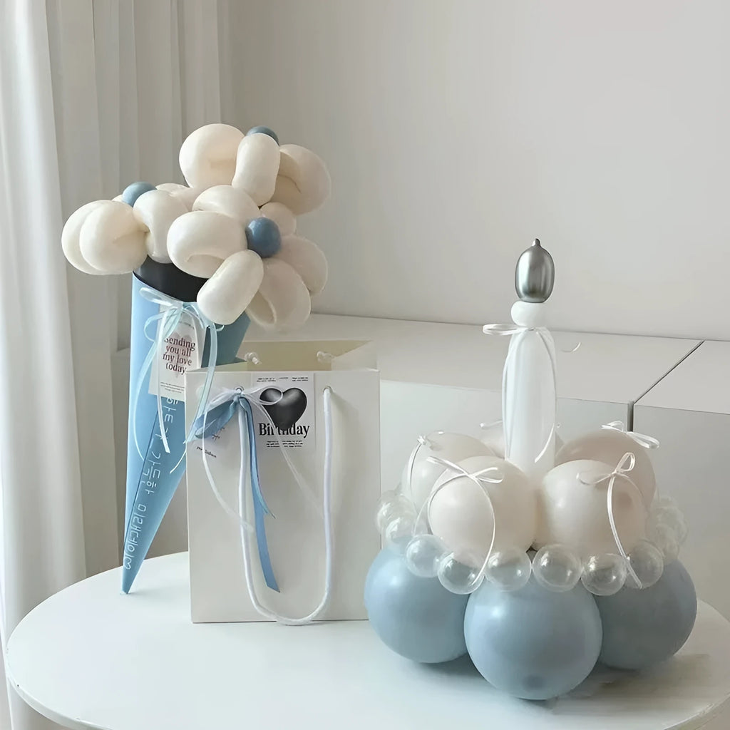 Finished balloon bouquet cake DIY decoration kit with round balloons for party centrepieces