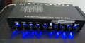 Car audio EQ frequency division amplifier with front panel controls for subwoofer adjustment