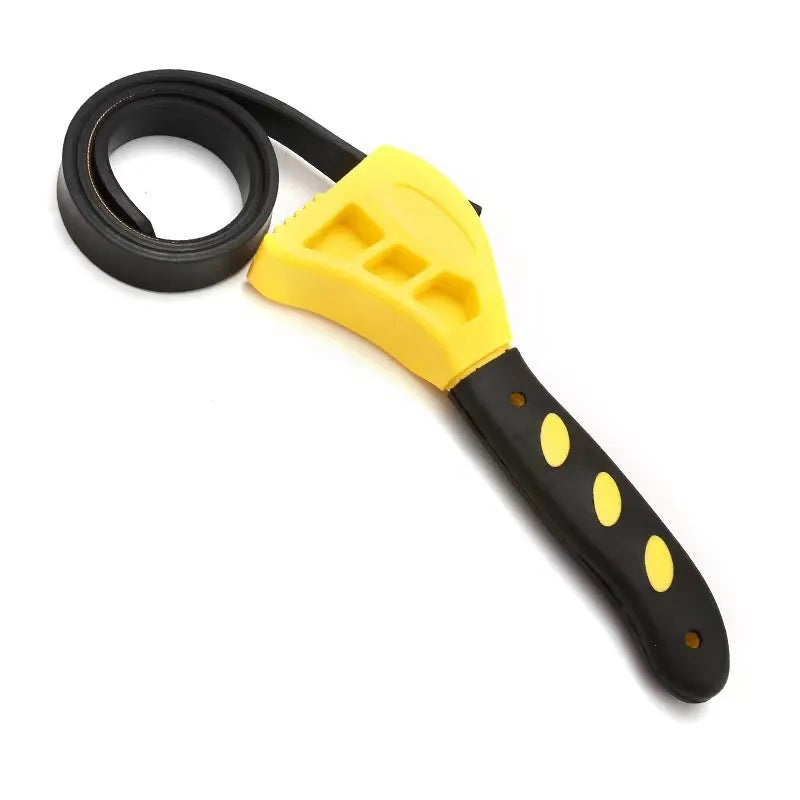 6-inch and 8-inch adjustable rubber strap wrench set with plastic rubber handles