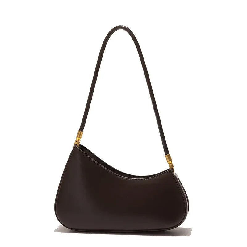 Oval-shaped retro underarm handbag for women in PU with a single shoulder strap, shown in multiple colour options.