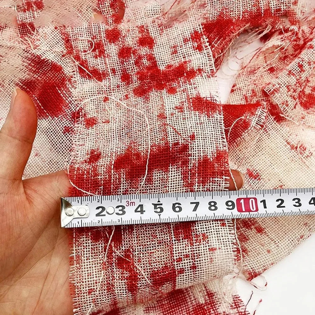 Roll of Halloween bloody red polyester gauze bandage with horror style for costume use