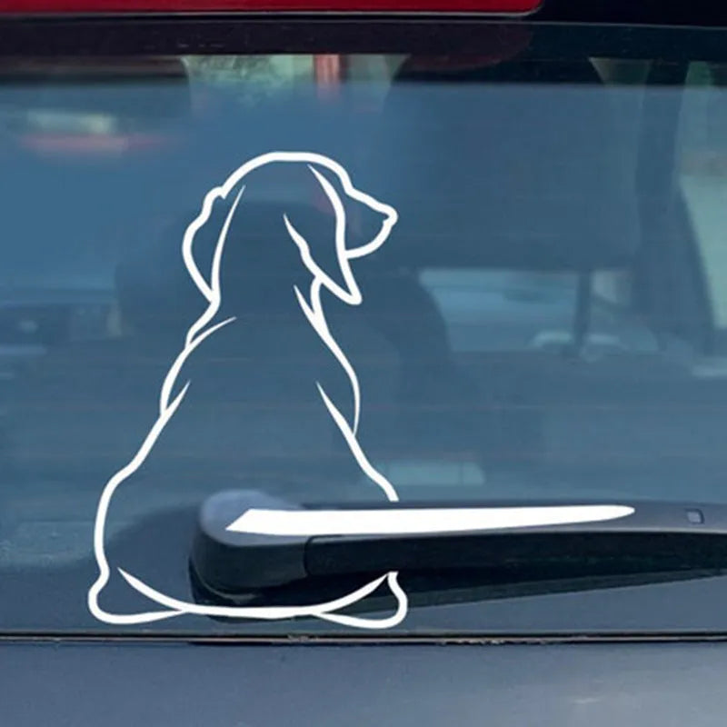 Cartoon dog wiper car sticker on rear glass, black colour, body 21x33cm and tail 4x35cm