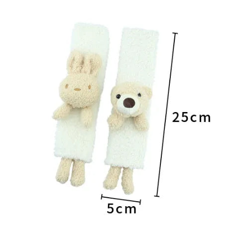 Cartoon rabbit and bear design lamb wool plush car seat belt shoulder protector