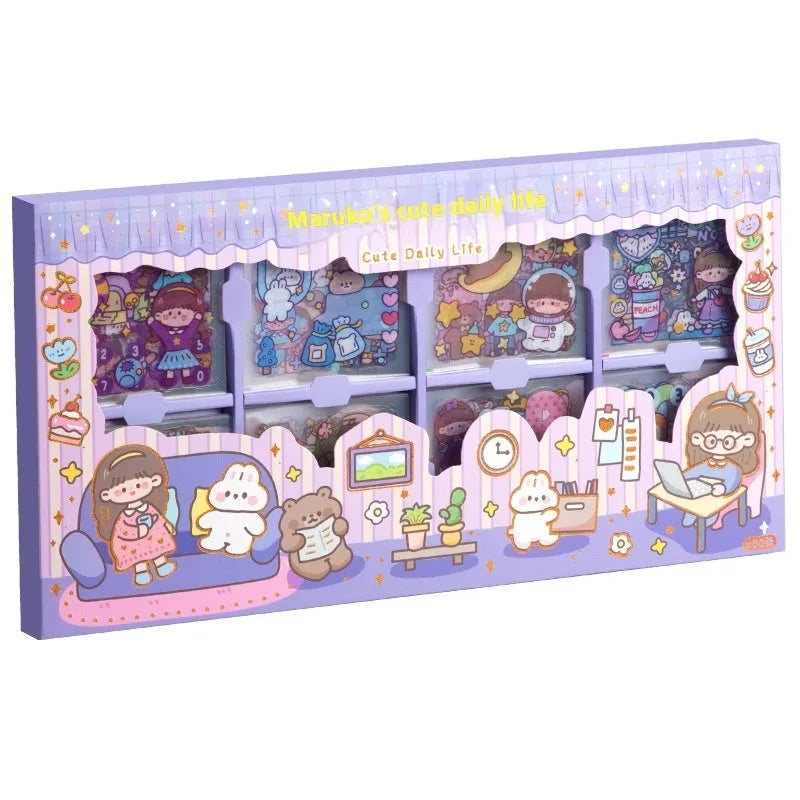 Children's sticker sheet with printed designs for notebook and card decoration
