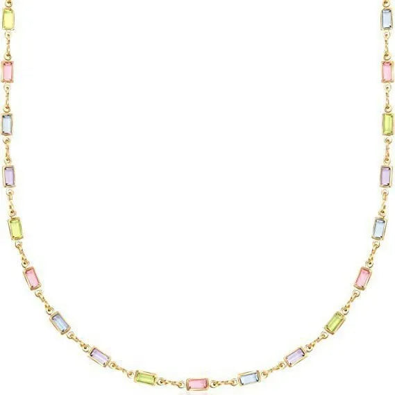 Geometric crystal pendant necklace on an alloy chain, showcasing a random colour and cool wind style.