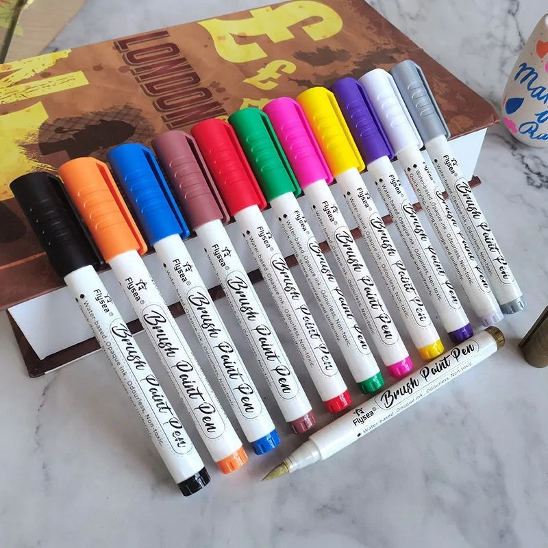Set of gouache paint markers with soft flexible nibs for hand lettering and art projects