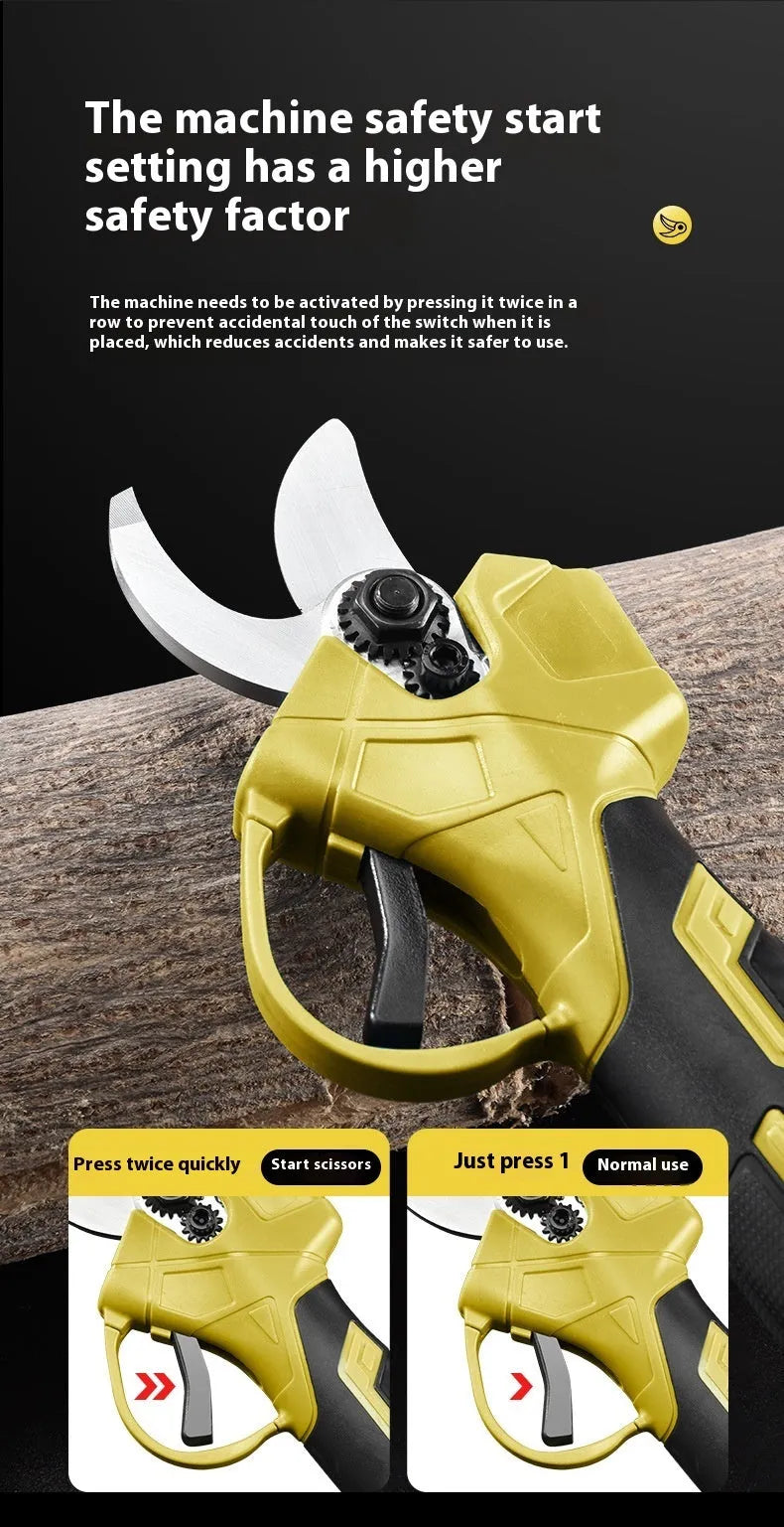 Wireless electric pruning shears with lithium batteries and plastic storage case for garden branch cutting