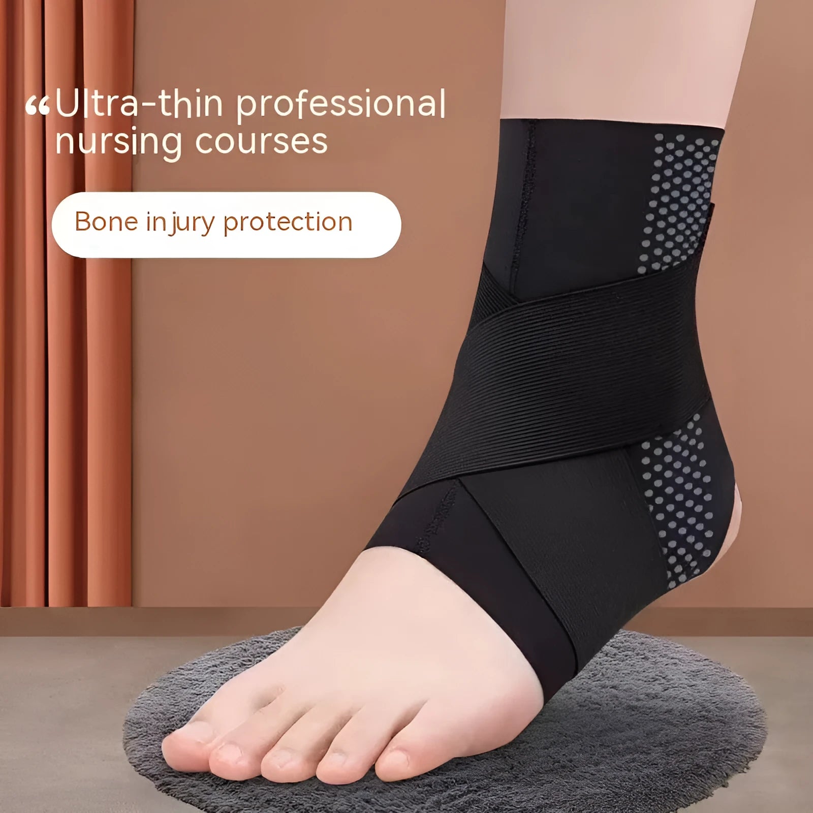Lycra sports ankle support brace in black or skin tone colours for adult rehabilitation protection