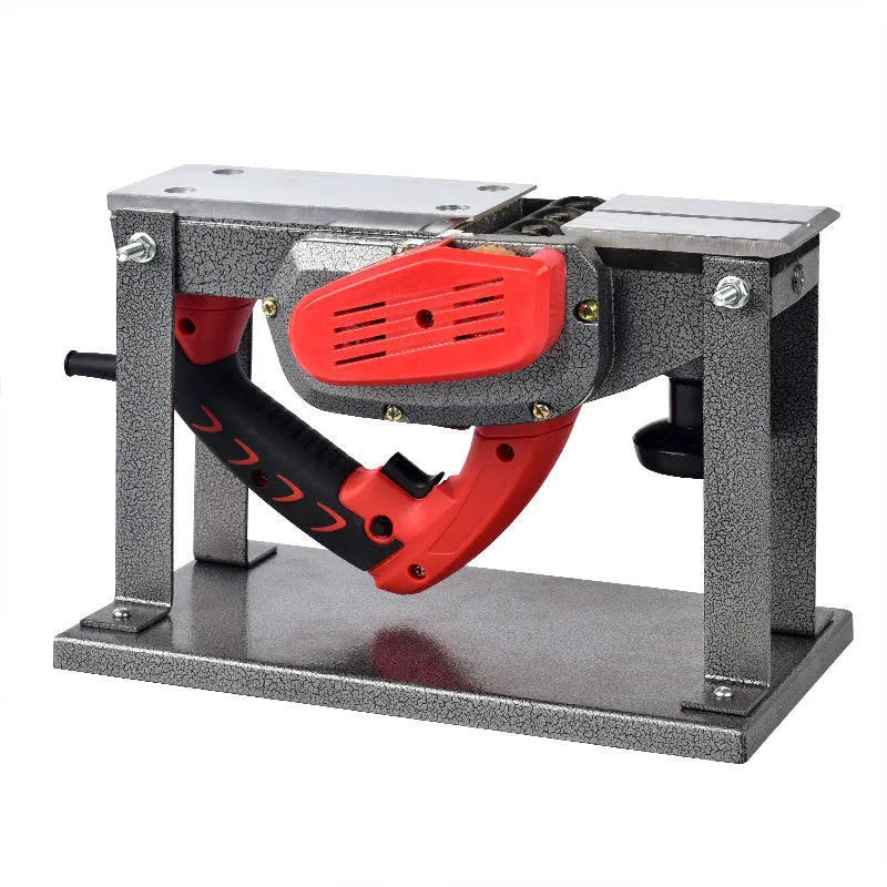 Red aluminium-shell electric wood planer with 82mm planing width on workbench