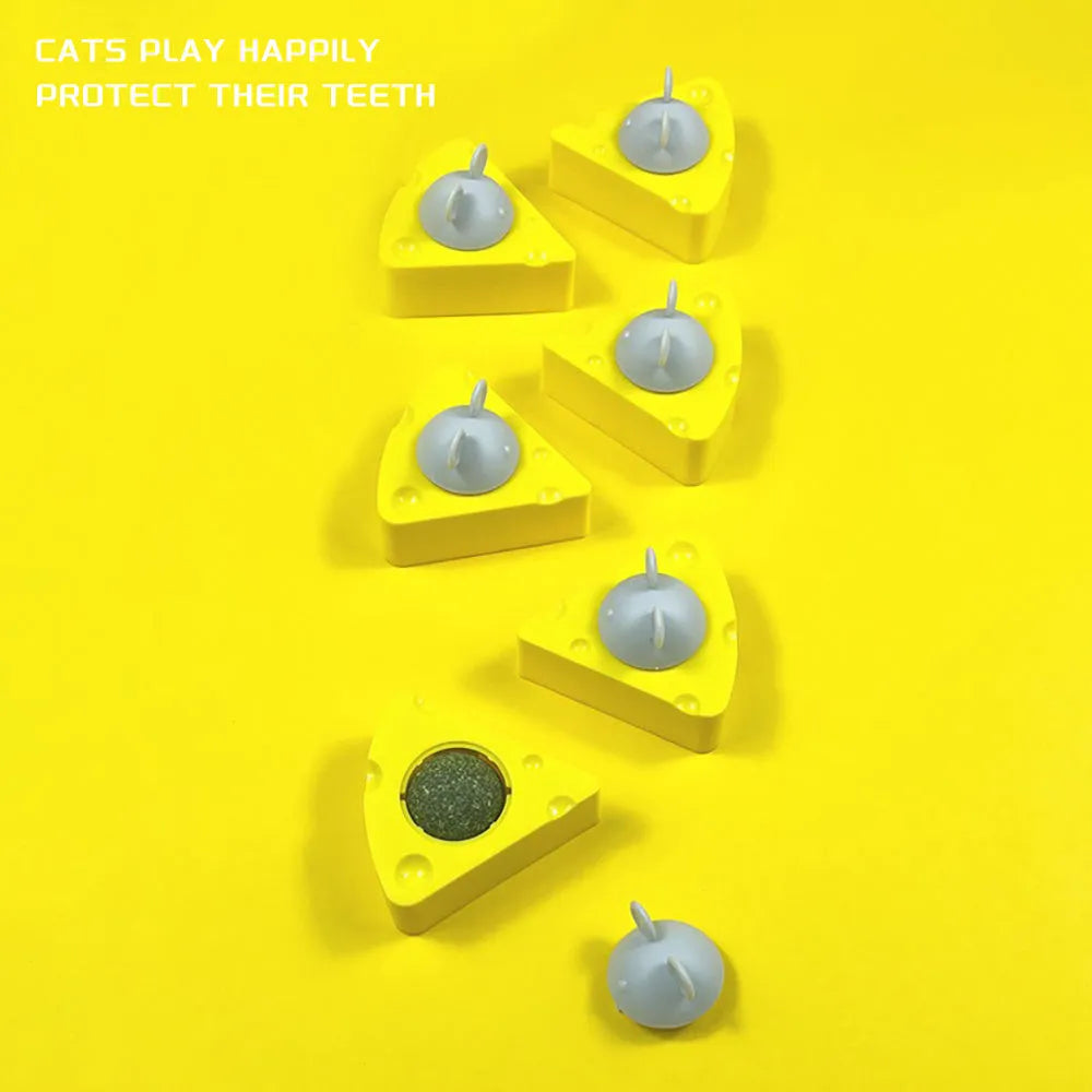 Yellow catnip and silvervine edible chew toy ball for cats