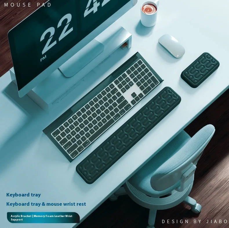 Double sided memory foam keyboard and mouse pad wrist rest set in various colours