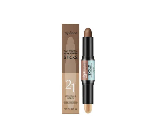2-in-1 outline highlighter highlighter repair pen in compact packaging with 7g net content, packing size 2.2 x 11 cm, in ivory white dark brown
